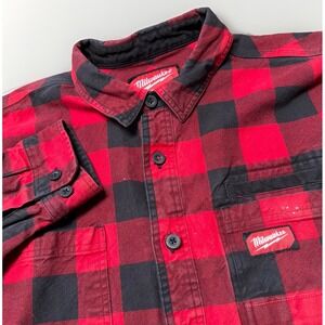 Milwaukee Flannel‎ Shirt Mens XL Red Buffalo Plaid Gridiron Heavyweight Workwear